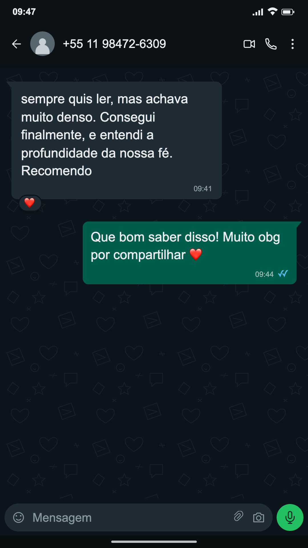 Depoimento sobre o Mapa do Catecismo — cliente 1
